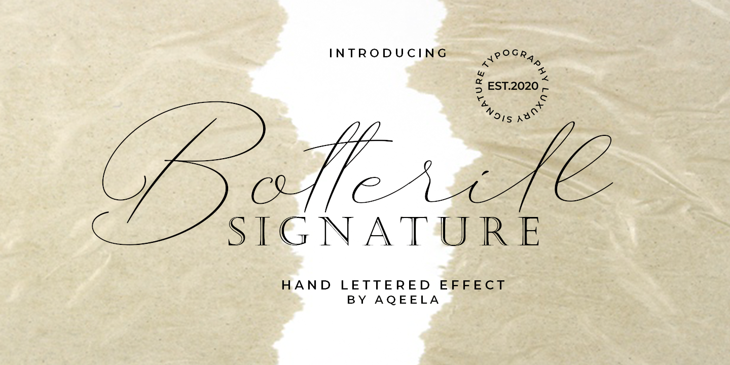 Ejemplo de fuente Botterill Signature Regular